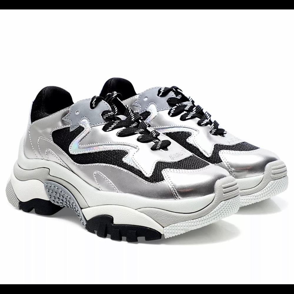 ASH CHUNKY METALLIC LEATHER SNEAKERS (AUTHENTIC)